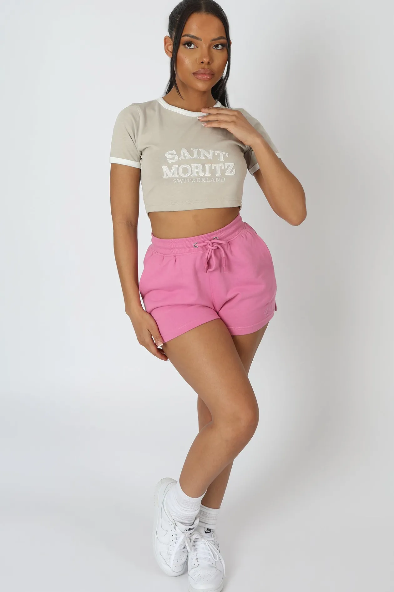 Public Desire Cropped Baby Tee Saint Morez Slogan | Women Tops