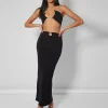 Public Desire Cross Front Diamante Rope Midaxi Skirt Black | Women Skirts