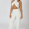Public Desire Cross Front Halter Wide Leg Jumpsuit | Women Jumpsuits & Playsuits