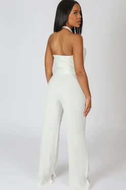 Public Desire Cross Front Halter Wide Leg Jumpsuit | Women Jumpsuits & Playsuits