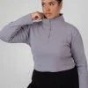 Public Desire Curve High Neck Half Zip Pullover Top Acid Wash | Women Curve