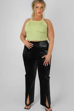 Public Desire Curve High Neck Knitted Racer Crop Top | Women Curve