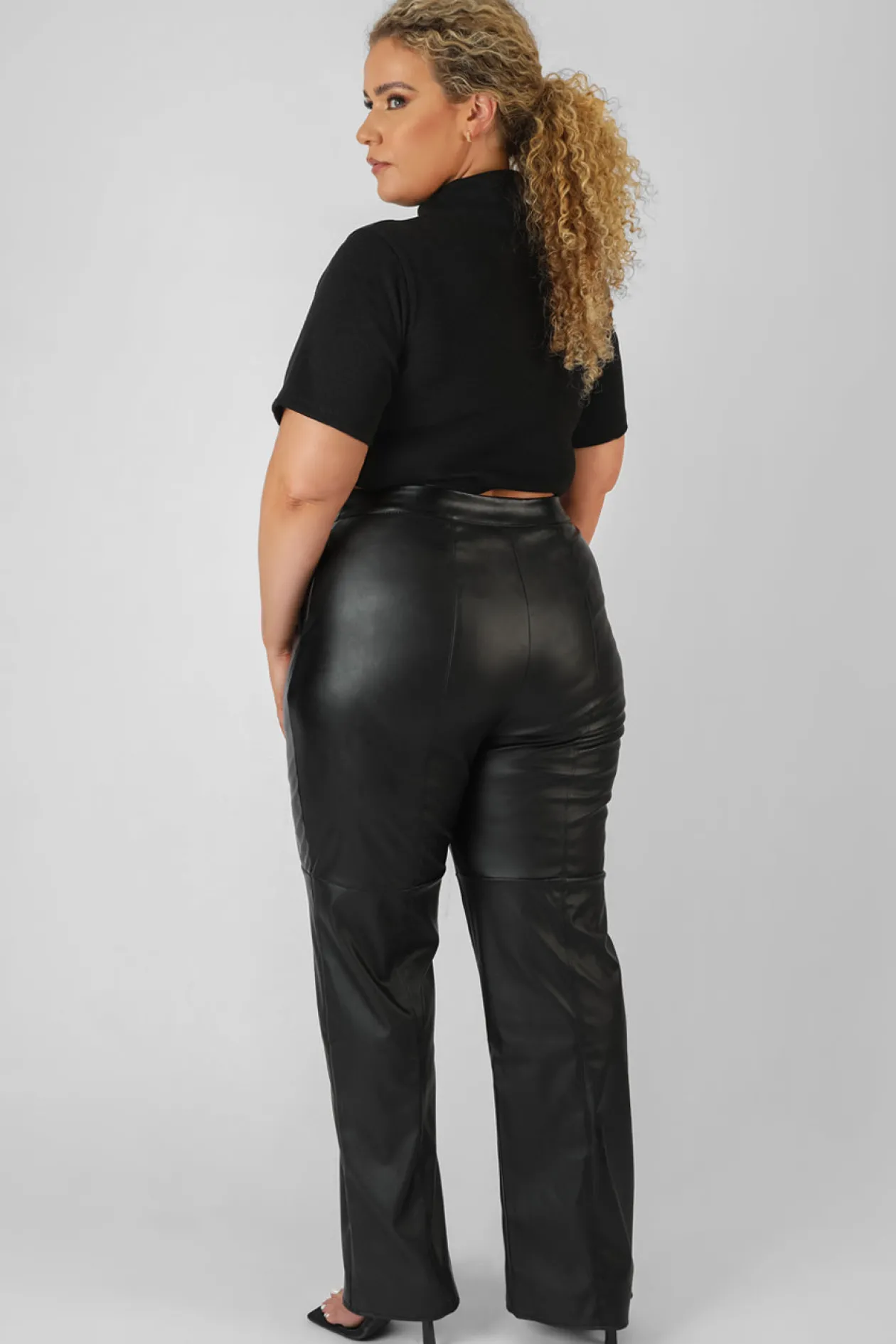 Public Desire Curve High Neck Ribbed Cropped T Shirt | Women Curve
