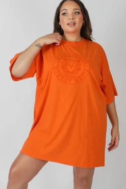 Public Desire Curve Manhattan Embroidered Oversized T-Shirt Dress | Women Curve