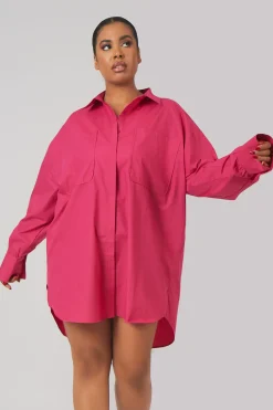 Public Desire Curve Oversized Poplin Shirt Dress | Women Curve