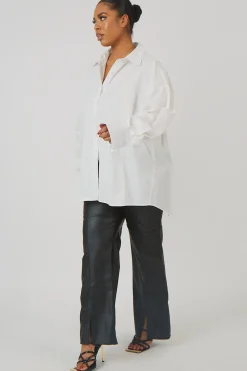 Public Desire Curve Oversized Poplin Shirt | Women Curve
