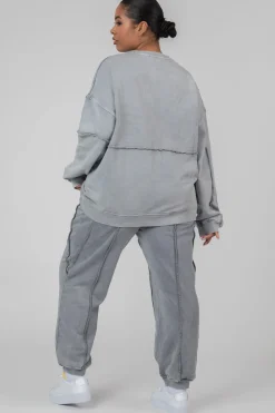 Public Desire Curve Oversized Raw Edge Joggers Acid | Women Curve