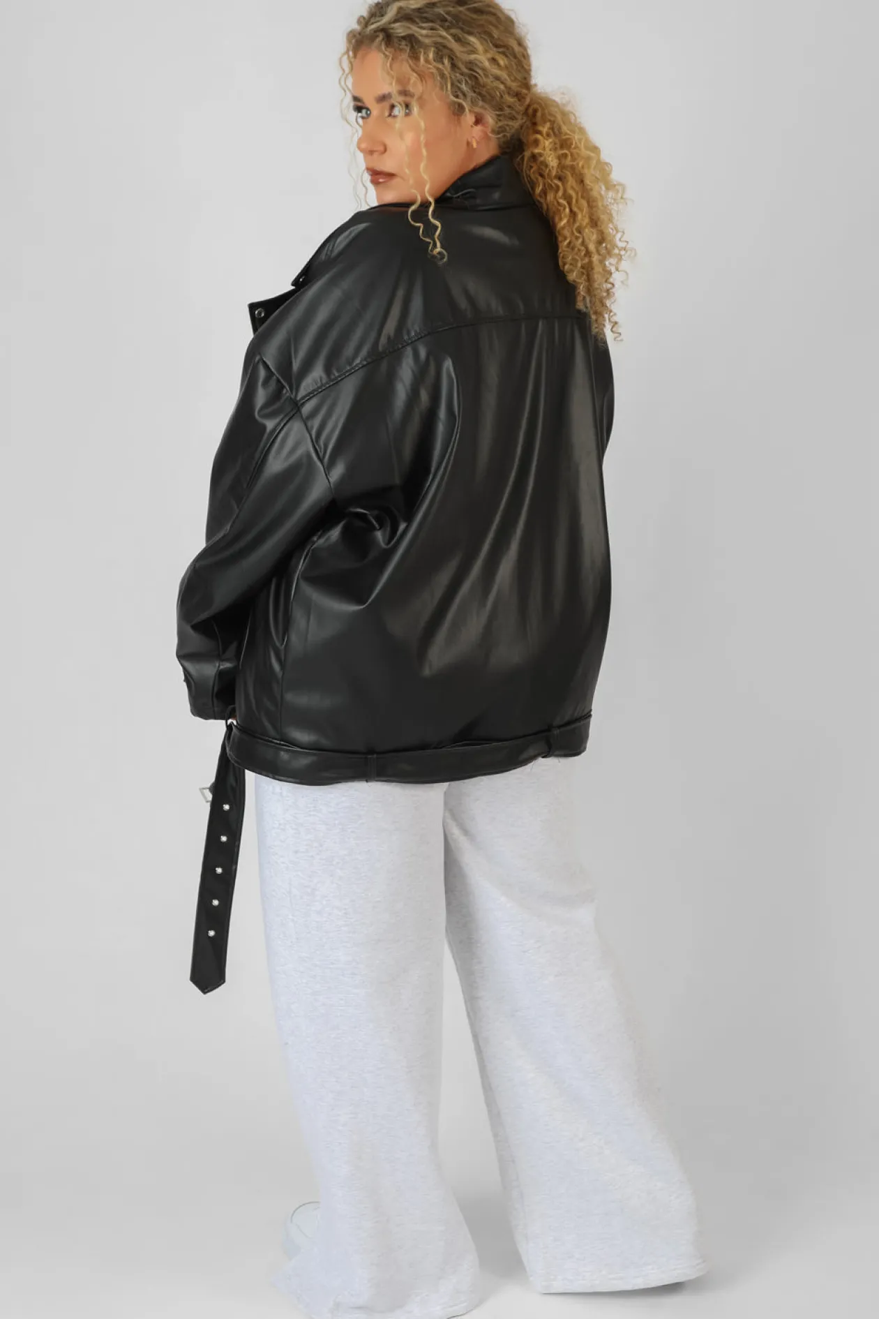 Public Desire Curve Pu Oversized Biker Jacket | Women Curve