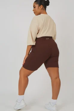 Public Desire Curve Rib Cycling Shorts Chocolate | Women Curve