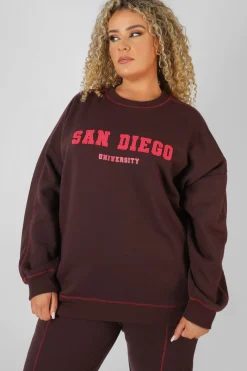 Public Desire Curve San Diego Contrast Stitch Sweatshirt | Women Sweatshirt & Hoodies
