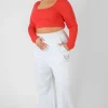 Public Desire Curve Scoop Neck Long Sleeve Crop Top | Women Curve