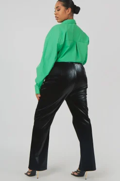 Public Desire Curve Snakeskin Pu Split Hem Trousers | Women Curve