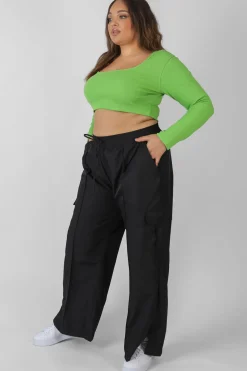 Public Desire Curve Split Hem Cargo Trousers | Women Trousers