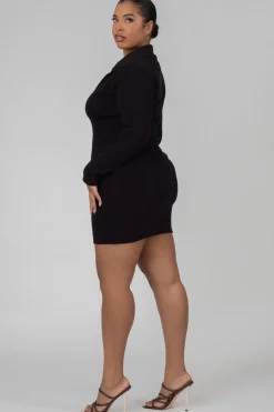 Public Desire Curve Zip Through Collared Mini Dress | Women Curve