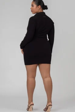 Public Desire Curve Zip Through Collared Mini Dress | Women Curve