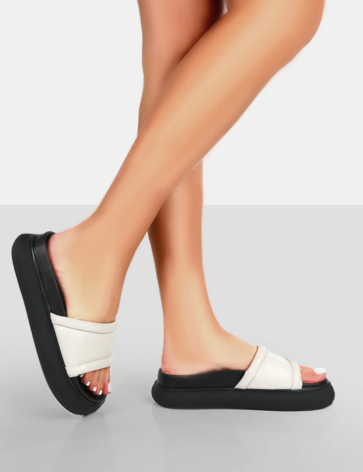 Public Desire Demi Wide Fit Pu Slider Sandals | Women Chunky Sandals