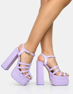 Public Desire Denver Woven Double Platform Sandal Heels | Women Platform Heels