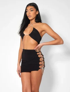 Public Desire Diamante Rope Slinky Mini Skirt | Women Skirts
