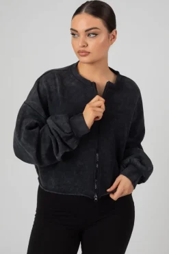 Public Desire Double Ended Zip Cropped Sweat Acid | Women Sweatshirt & Hoodies