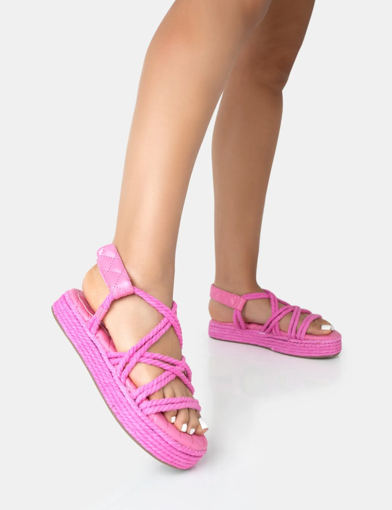 Public Desire Duffy Rope Flat Dad Sandals | Women Sliders