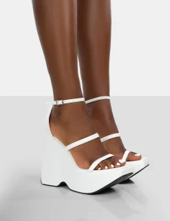 Public Desire Duke Strappy Square Toe Platform Wedge High Heels | Women Wedges