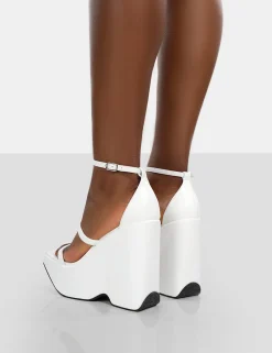 Public Desire Duke Strappy Square Toe Platform Wedge High Heels | Women Wedges