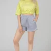 Public Desire Elasticated Hem Tonal Embroidered T-Shirt | Women Tops