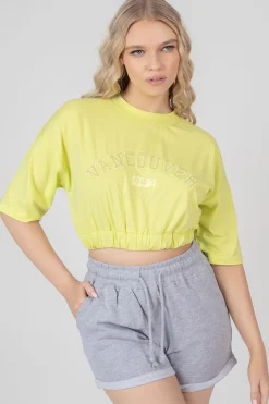 Public Desire Elasticated Hem Tonal Embroidered T-Shirt | Women Tops