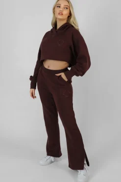Public Desire Embroidered Cropped Hoodie Dark | Women Sweatshirt & Hoodies