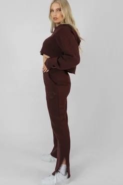 Public Desire Embroidered Cropped Hoodie Dark | Women Sweatshirt & Hoodies