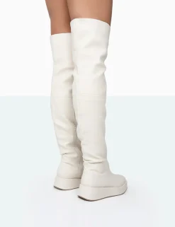 Public Desire Erica Pu Chunky Platform Sole Over The Knee Boots | Women Over The Knee Boots