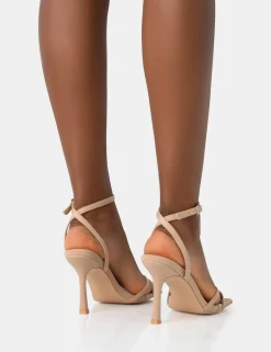 Public Desire Erin Nylon Barely There Square Toe Mid Heels | Women Square Toe Heels