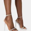 Public Desire Evan Pu Diamante Barely There Square Toe Stiletto Heels | Women Barely There Heels