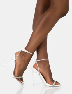 Public Desire Evan Pu Diamante Barely There Square Toe Stiletto Heels | Women Barely There Heels