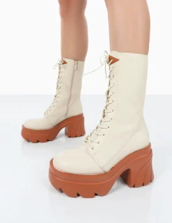 Public Desire Ever Laced Platform Chunky Sole Ankle Boots | Women Chunky Boots