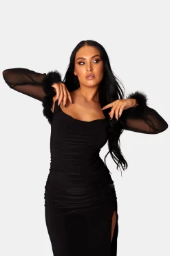 Public Desire Feather Trim Mesh Shrug | Women Tops