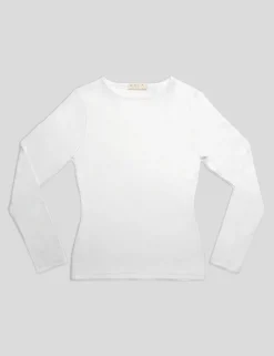 Public Desire Fitted Long Sleeve T-Shirt White | Women Curve