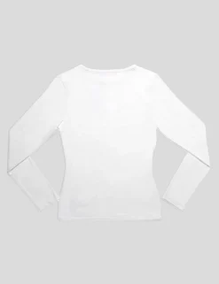Public Desire Fitted Long Sleeve T-Shirt White | Women Curve