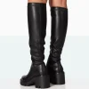 Public Desire Fletch Pu Chunky Sole Over The Knee Boot | Women Chunky Boots