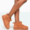 Public Desire Flurry Chestnut Brown Faux Suede Ultra Mini Ankle Boots | Women Ultra Mini Boots