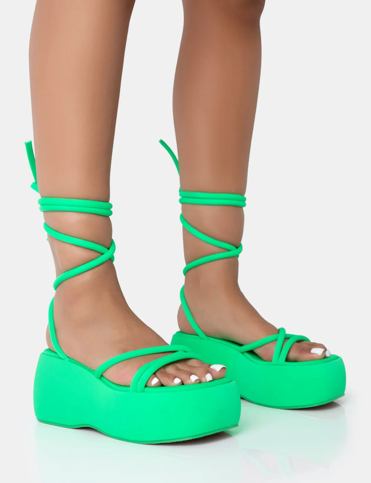 Public Desire Full Moon Nylon Lace Up Chunky Platform Sandals | Women Flatforms