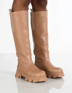 Public Desire Genius Knee High Chunky Sole Boots | Women Chunky Boots