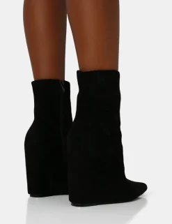 Public Desire Getaway Faux Suede Wedged Heeled Ankle Boot | Women Heeled Boots