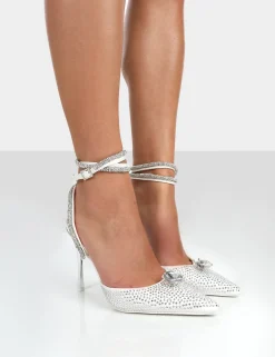 Public Desire Glisten Diamante Sparkly Wrap Around Pointed Toe Court Heels | Women Court Heels