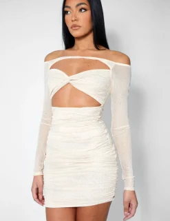 Public Desire Glitter Mesh Cutaway Mini Dress | Women Dresses