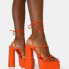 Public Desire Glow Girl Croc Lace Up Platform Heels | Women Square Toe Heels