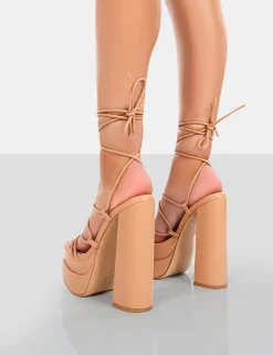 Public Desire Glow Girl Pu Lace Up Platform High Heels | Women Platform Heels