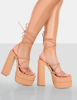 Public Desire Glow Girl Pu Lace Up Platform High Heels | Women Platform Heels