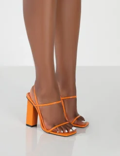 Public Desire Halley Pu Strappy Block Heels | Women Barely There Heels