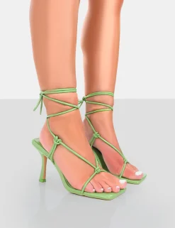 Public Desire Harriet Pu Square Toe Lace Up Heels | Women Square Toe Heels